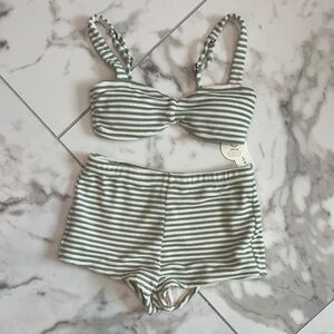 Rylee + Cru Teen Striped Bikini Set NWT